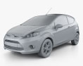 Ford Fiesta 해치백 3도어 (EU) 2012 3D 모델  clay render