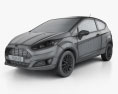 Ford Fiesta hatchback 3-door (EU) 2016 3d model wire render