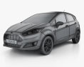 Ford Fiesta hatchback 5-door (EU) 2016 3d model wire render