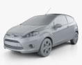 Ford Fiesta Van 2012 3D-Modell clay render