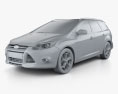 Ford Focus Wagon 2014 3d model clay render