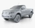 Ford Ranger Cabine Simple 2012 Modèle 3d clay render