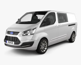 3D model of Ford Transit Custom Crew Van LWB 2015