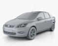 Ford Focus sedan 2011 3D-Modell clay render