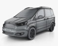 Ford Tourneo Courier 2016 3d model wire render
