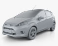 Ford Fiesta Zetec 5-door hatchback 2012 3d model clay render