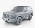 Ford Bronco 1996 3d model clay render