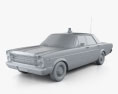 Ford Galaxie 500 Police 1966 Modèle 3d clay render
