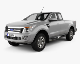 3D model of Ford Ranger Super Cab 2014