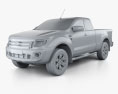 Ford Ranger Super Cab 2014 Modèle 3d clay render