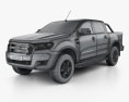 Ford Ranger Doppelkabine 2015 3D-Modell wire render