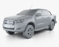 Ford Ranger Doppelkabine 2015 3D-Modell clay render