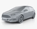 Ford Focus ST 2018 3d model clay render