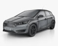 Ford Focus hatchback con interior 2014 Modelo 3D wire render