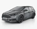 Ford Focus turnier ST 2017 3d model wire render