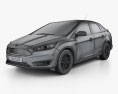 Ford Focus 轿车 2014 3D模型 wire render