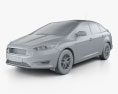 Ford Focus Berlina 2014 Modello 3D clay render