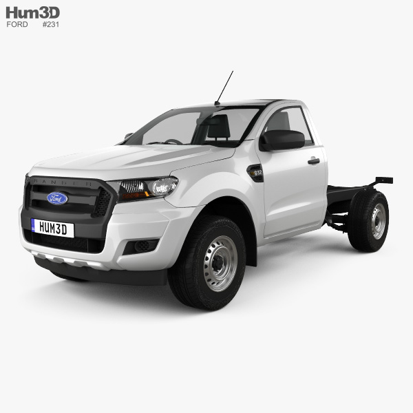 Ford Ranger Cabine Simple Chassis XL 2015 Modèle 3D