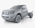 Ford Ranger Single Cab Chassis XL 2018 3d model clay render