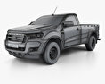 Ford Ranger Single Cab XL 2015 3D 모델  wire render