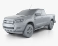 Ford Ranger Super Cab XLT 2018 3d model clay render