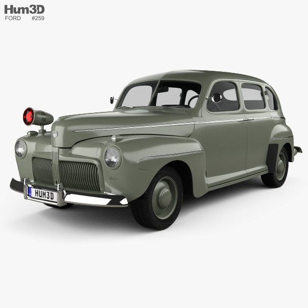 Ford V8 Super Deluxe Tudor sedan Army Staff Car 1942 3D model