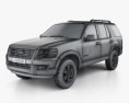 Ford Explorer with HQ interior 2010 3d model wire render