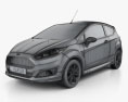 Ford Fiesta Zetec S Black Edition 2017 3D模型 wire render