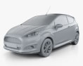 Ford Fiesta Zetec S Black Edition 2017 3d model clay render