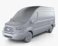 Ford Transit Passenger Van L2H3 2017 3D模型 clay render