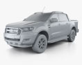 Ford Ranger Double Cab Wildtrak 2019 3d model clay render