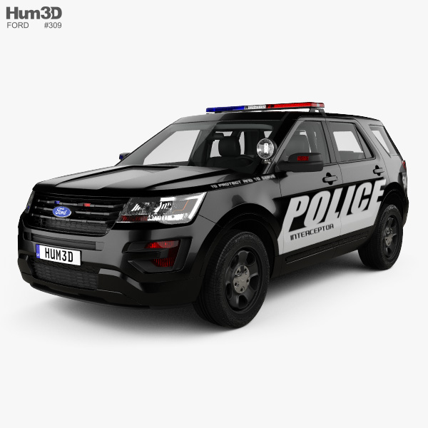 Ford Explorer Polícia Interceptor Utility com interior 2016 Modelo 3d