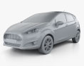 Ford Fiesta 5-door with HQ interior 2016 3d model clay render