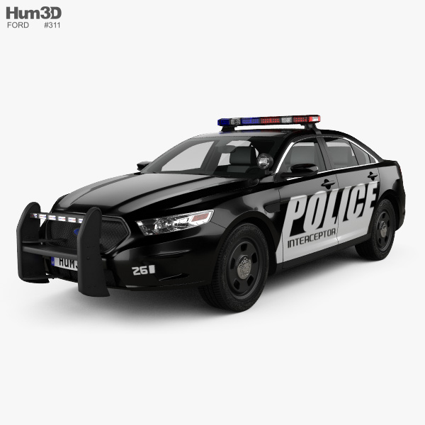 Ford Taurus Polizia Interceptor Berlina con interni 2013 Modello 3D