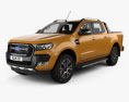 Ford Ranger ダブルキャブ Wildtrak HQインテリアと 2016 3Dモデル