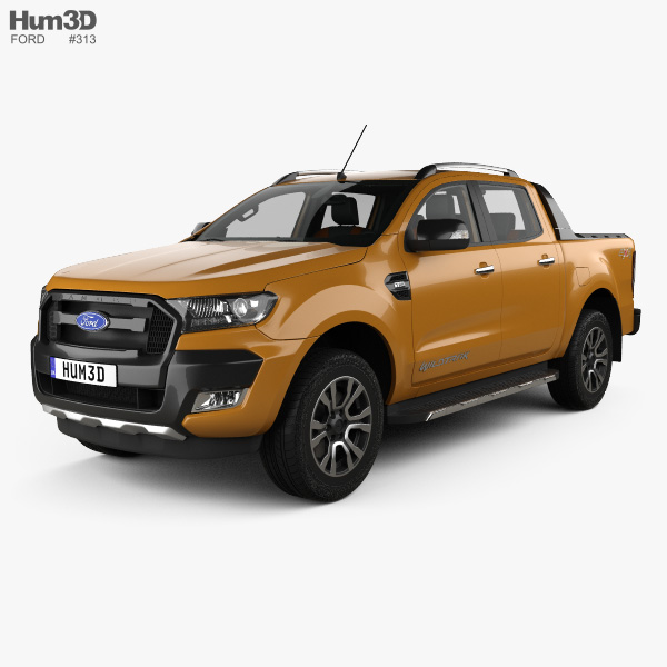 Ford Ranger ダブルキャブ Wildtrak HQインテリアと 2016 3Dモデル