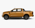 Ford Ranger Double Cab Wildtrak з детальним інтер'єром 2019 3D модель side view