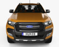 Ford Ranger ダブルキャブ Wildtrak HQインテリアと 2016 3Dモデル front view