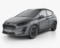 Ford Fiesta Active 2017 3D模型 wire render