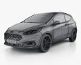 Ford Fiesta Vignale 2017 3d model wire render