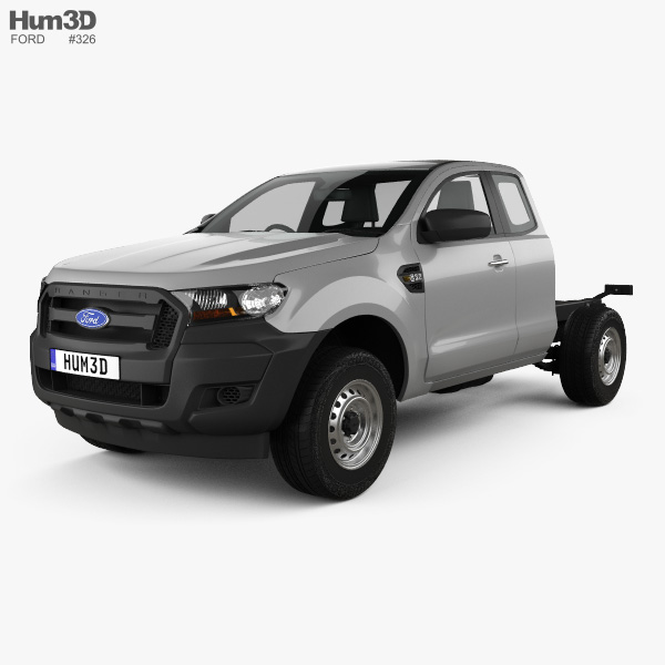 Ford Ranger Super Cab Chassis XL 2018 3Dモデル