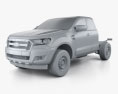Ford Ranger Super Cab Chassis XL 2018 3D 모델  clay render