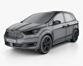 Ford Grand C-max HQインテリアと 2015 3Dモデル wire render