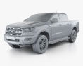 Ford Ranger Cabina Doble Raptor 2018 Modelo 3D clay render