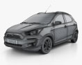 Ford Ka plus Active Freestyle hatchback 2022 3d model wire render