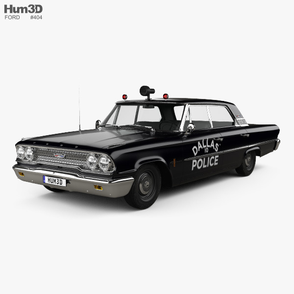 Ford Galaxie 500 hardtop Dallas Police 4-door 1963 3D model