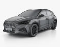 Ford Focus Active hatchback 2021 3d model wire render