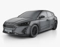 Ford Focus Titanium 掀背车 2018 3D模型 wire render