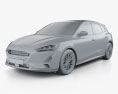 Ford Focus Titanium 掀背车 2018 3D模型 clay render