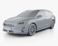 Ford Focus Titanium turnier 2021 3d model clay render